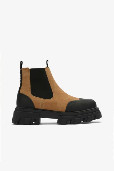 Ganni Low Chelsea Ankle Boots  Leather Brown