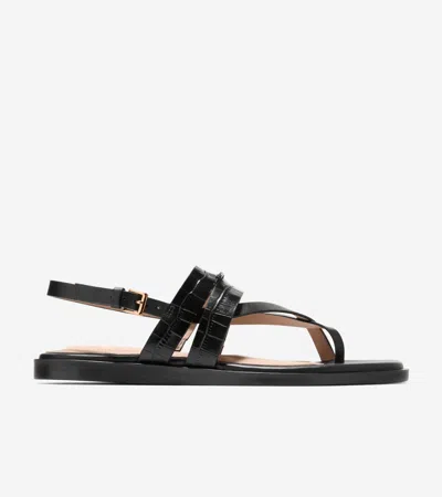 Cole Haan Go-to Estella Flat Leather Thong Sandal In Black
