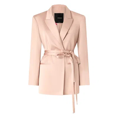 Pinko Belted Wrap Jacket In Neutral