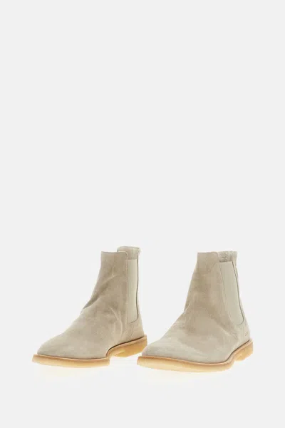 Common Projects Elasticated-panels Leather Boots In Gray