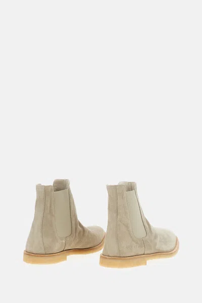 Common Projects Elasticated-panels Leather Boots In Gray