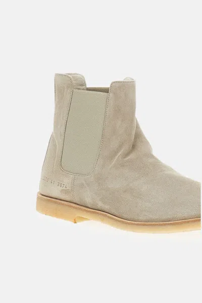 Common Projects Elasticated-panels Leather Boots In Gray