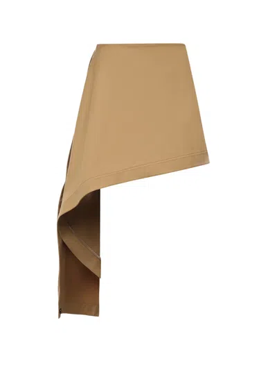 Loewe Womens Beige Draped-side Asymmetric-hem Cotton-blend Mini Skirt In Multi