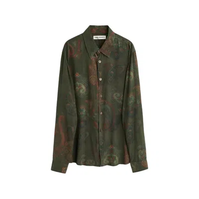 Our Legacy Casual Long Sleeve Shirt Paisley Pattern In Green