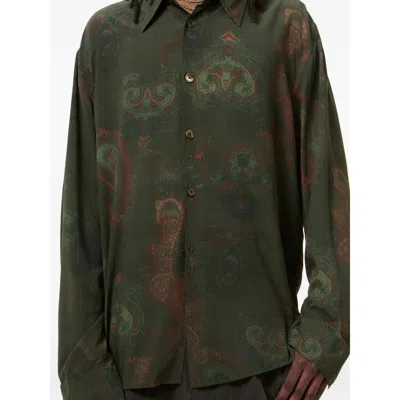 Our Legacy Casual Long Sleeve Shirt Paisley Pattern In Green