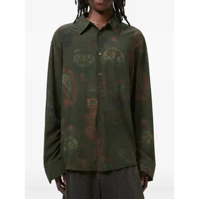 Our Legacy Casual Long Sleeve Shirt Paisley Pattern In Green