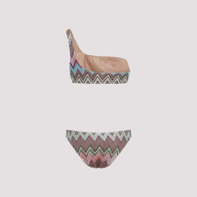 Missoni One Shoulder Bikini High Cut Textured In Multi