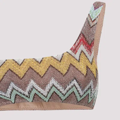 Missoni One Shoulder Bikini High Cut Textured In Multi