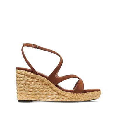 Jimmy Choo Ayla 85 Raffia Wedge Strappy Espadrilles In Multi