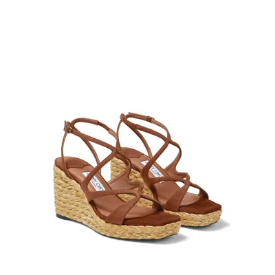 Jimmy Choo Ayla 85 Raffia Wedge Strappy Espadrilles In Multi