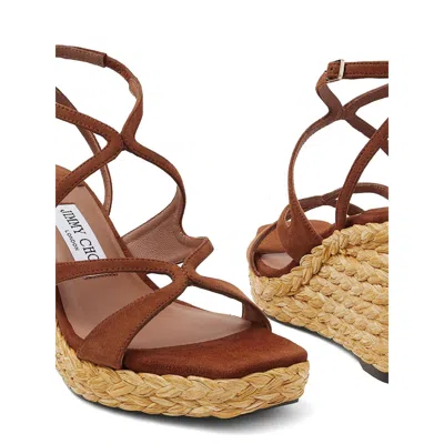 Jimmy Choo Ayla 85 Raffia Wedge Strappy Espadrilles In Multi