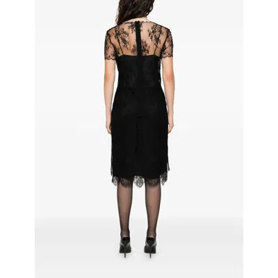 Prada Scalloped Lace Midi Dress In Black