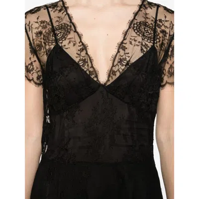 Prada Scalloped Lace Midi Dress In Black