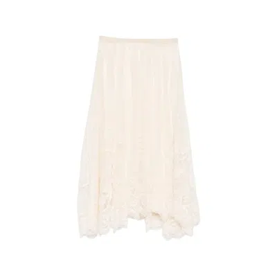 Fabiana Filippi Lace Asymmetric-hem Midi Skirt In Neutral