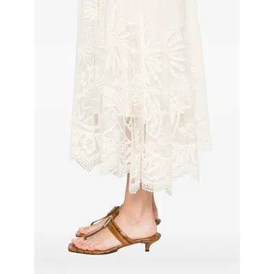 Fabiana Filippi Lace Asymmetric-hem Midi Skirt In Neutral