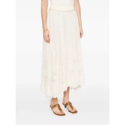 Fabiana Filippi Lace Asymmetric-hem Midi Skirt In Neutral