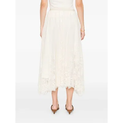 Fabiana Filippi Lace Asymmetric-hem Midi Skirt In Neutral