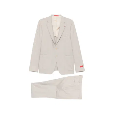 Isaia Button Single-breasted Suit In Neutral