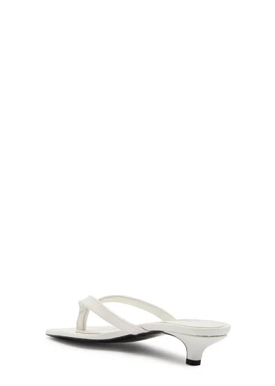Totême Off-white Croco-embossed Leather Heeled Flip-flop Sandals