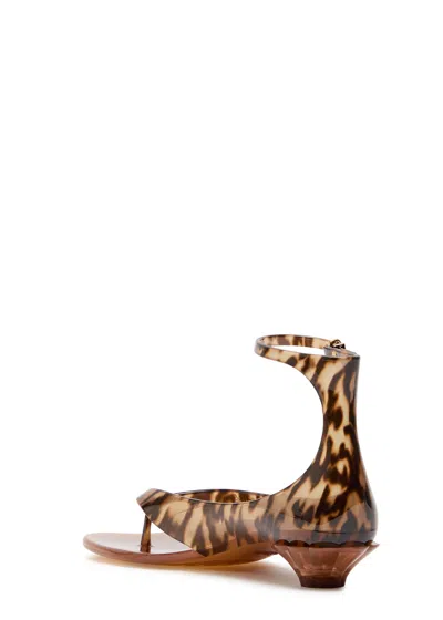 Chloé Jelly Flip-flop Sandals Tropical Print Shell Heel In Brown