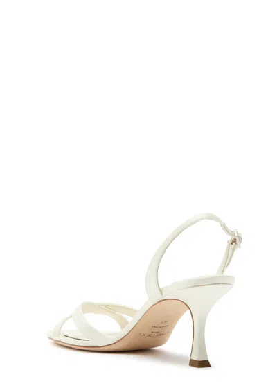 Jimmy Choo Womens Latte Elsy 70 Leather Heeled Sandals Eur 41 / 8 Uk In White