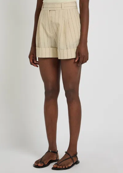 Rag & Bone Neila Striped Cuffed-hem Shorts In White