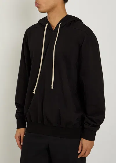 Rick Owens Hooded Sweatshirt Print Oversized Ribbed Cuffs In Black