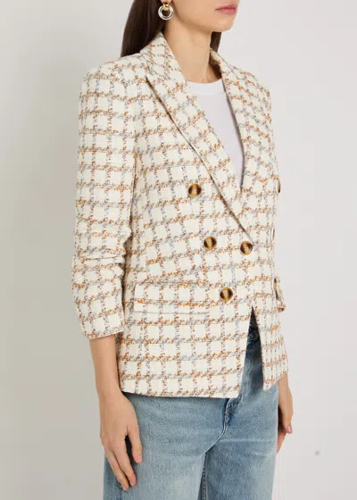 Veronica Beard Checked Double-breasted Tweed Jacket In Neutral