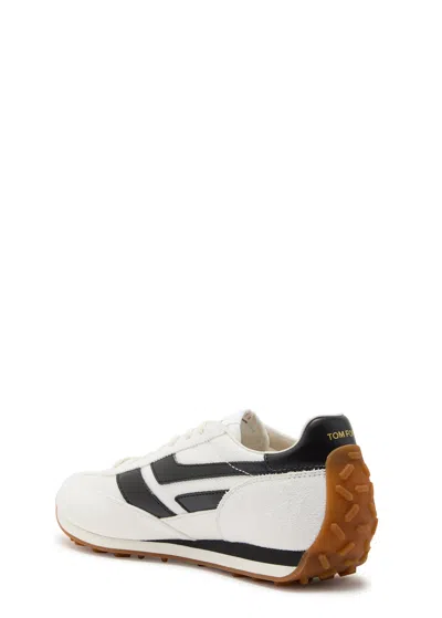 Tom Ford Low-profile White Sneakers With Black Leather Accents In White
