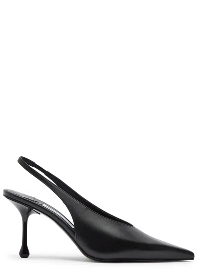 Jimmy Choo High Heel Slingback Pumps Pointed Toe Leather In Black