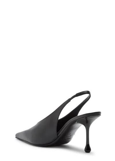 Jimmy Choo High Heel Slingback Pumps Pointed Toe Leather In Black