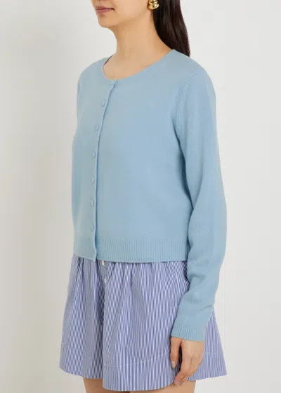 Reformation Janie Cashmere Crew Cardigan Ice Water In Blue