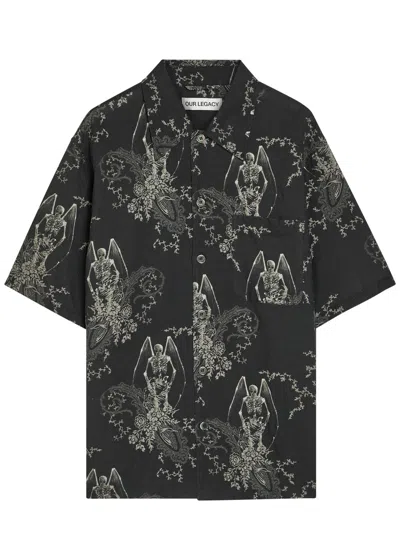 Our Legacy Mens Death Paisley Print Graphic-print Short-sleeve Cotton And Linen Shirt In Multi