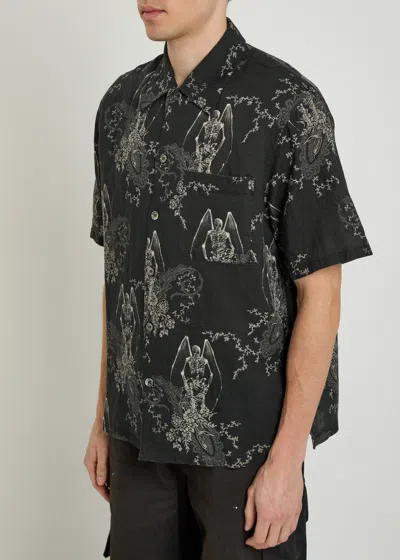 Our Legacy Mens Death Paisley Print Graphic-print Short-sleeve Cotton And Linen Shirt In Multi