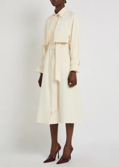 Herno Long Raincoat Belted Waist Buttoned Cuffs Collar In White