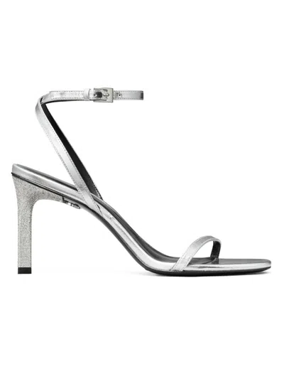 Tory Burch Pave Heel Sandal 90mm Sandals Silver In White
