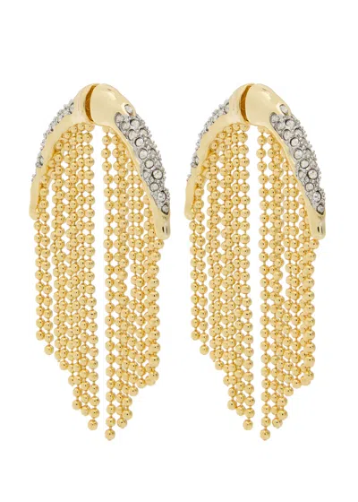Alexis Bittar Solanales Crystal Fringed Front To Back Earrings In Gold