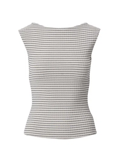 Rag & Bone Luca Stripe Rib Open Back Tee In Gray