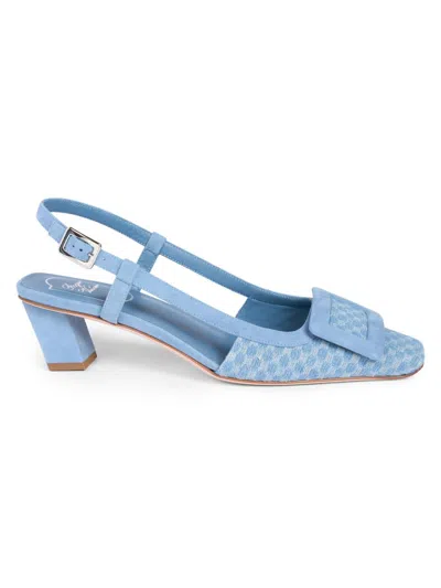 Roger Vivier Belle Vivier Slingback Pumps In Jacquard Denim In Blue