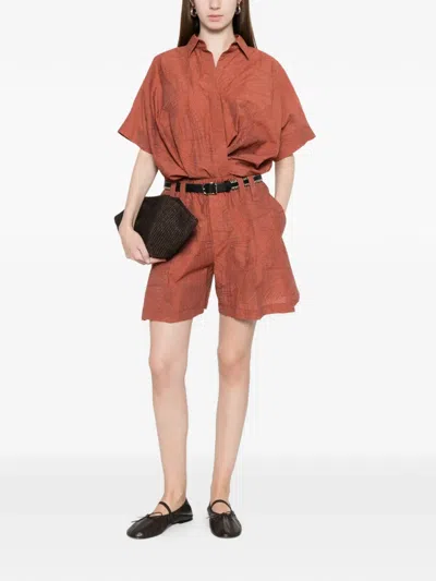 Brunello Cucinelli Pattern Blouse In Orange