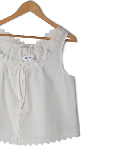 Frame Lace Trim Tank Top In Gray