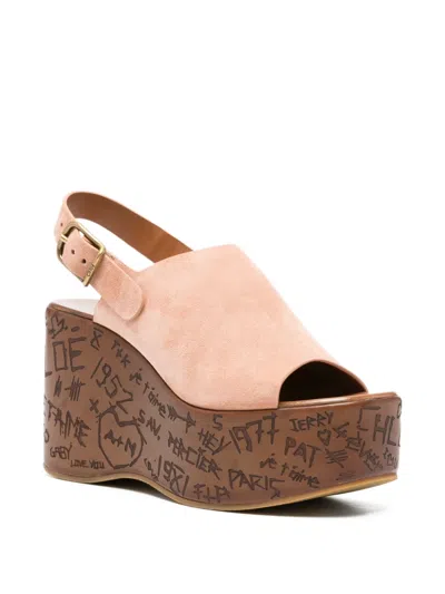 Chloé Maxime Suede Slingback Platform Mules In Pink