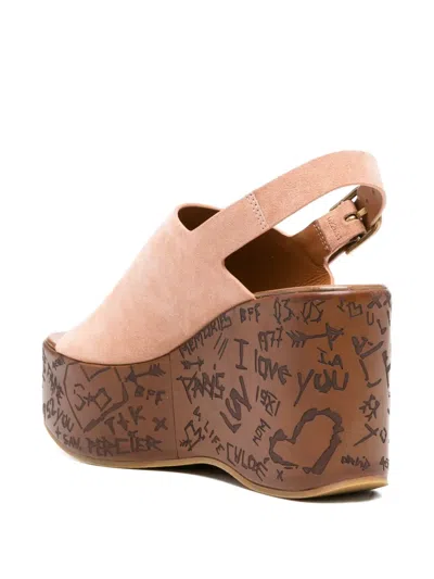 Chloé Maxime Suede Slingback Platform Mules In Pink
