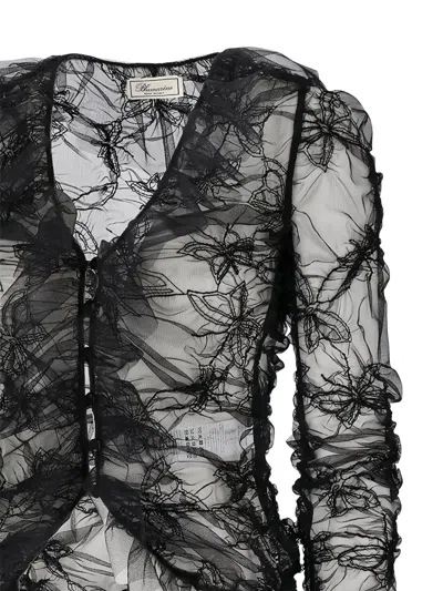 Blumarine Ruffled Net Blouse In Multi