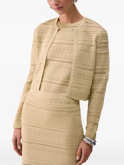 Liu •jo Openwork Button Cardigan In Neutral