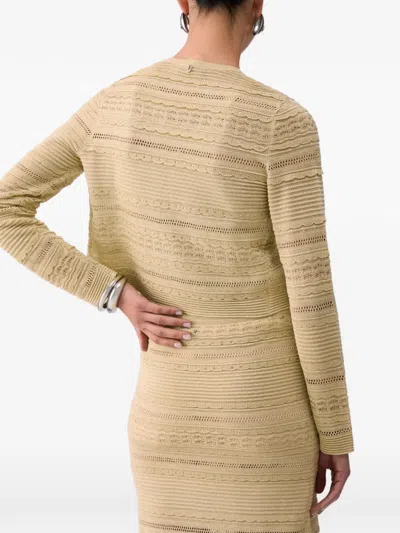 Liu •jo Openwork Button Cardigan In Neutral