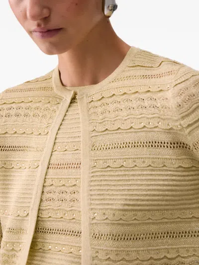 Liu •jo Openwork Button Cardigan In Neutral