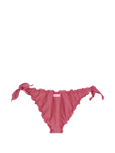 Mc2 Saint Barth Moon Drawstring Ruffled Bikini Bottoms In Pink