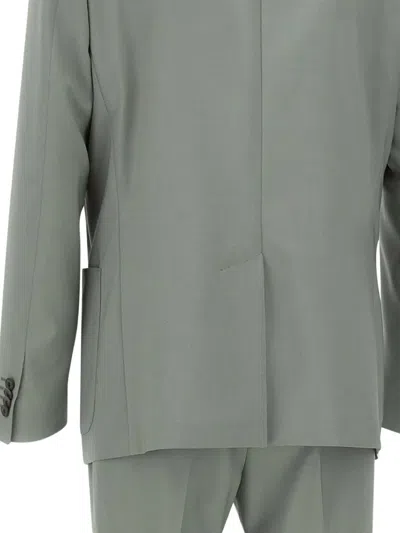 Corneliani Double-breasted Patch Pocket Suit In Green