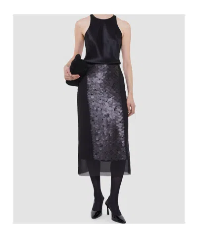 Joseph Cambo Pailette-embellished Crepe De Chine Midi Skirt In Black